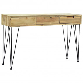 Console Table Brown Recycled solid teak and wrought iro...