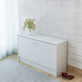 Shoe Rack White MDF and Engineered wood Medium Shoe Rac...