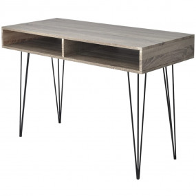 Desk Grey and oak MDF and Metal 43.3 x 19.7 x 29.9 in D...