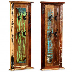 Coat Rack Set of 2 Multicolor Solid reclaimed wood Wall...