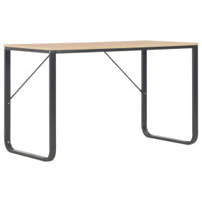Computer Desk Black and Oak Engineered wood and powder-...