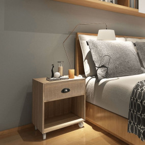 Bedside Cabinet Brown Solid wood Standard Bedside Cabin...