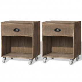 Bedside Cabinet Set of 2 Brown Solid wood Medium Revers...