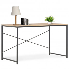 Computer Desk Black and Oak Engineered Wood, Powder-Coa...