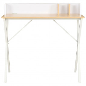 Desk White and natural oak Engineered wood Medium Desk