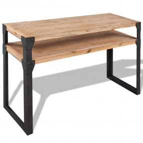 Console Table Brown and Black 100% Solid Acacia Wood an...
