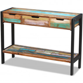 Side Table Multicolor Solid reclaimed wood, Steel Mediu...