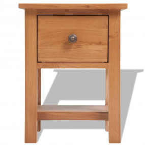 Nightstand Brown Solid oak, MDF Small Nightstand Rectan...