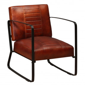Lounge Chair Brown Goat Leather, Steel Standard Industr...