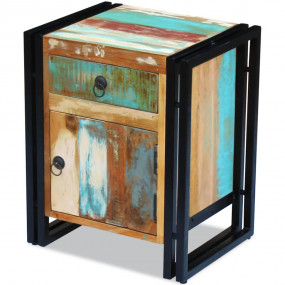 Bedside Cabinet Multicolor Reclaimed Wood Regular Bedsi...