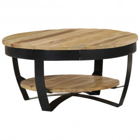 Coffee Table Brown Solid Mango Wood 25.6 in diameter In...