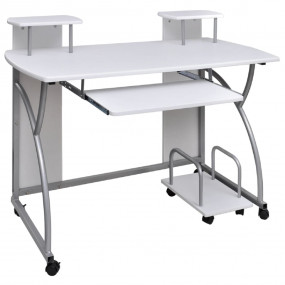 Computer Desk White Engineered wood, Powder-coated stee...