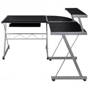 Computer Desk Black Engineered wood, Powder-coated stee...