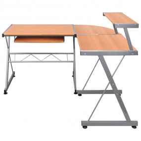 Computer Desk Brown Engineered wood, Powder-coated stee...