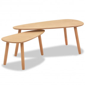 Coffee Table Set of 2 Brown Solid pine wood, MDF Two-pi...