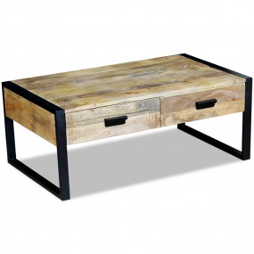 Coffee Table Solid mango wood, Iron 39.4 x 23.6 x 15.7 ...