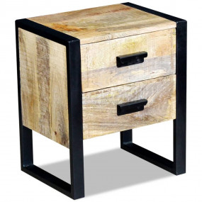 Side Table Brown Solid Mango Wood and Iron Standard Sid...