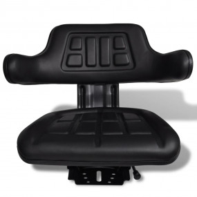 Tractor Seat Black Steel Standard Adjustable Armrests