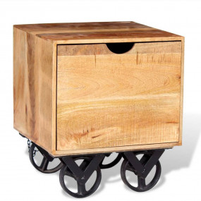 Side Table Brown Mango wood, iron Compact Portable Side...