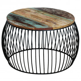 Coffee Table Multicolored Reclaimed wood and iron Mediu...