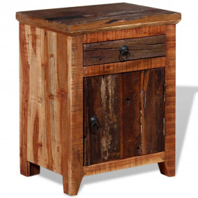 Nightstand Brown Solid Acacia and Reclaimed Wood Small