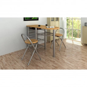 Dining Table And Chair Light Brown MDF Small Foldable