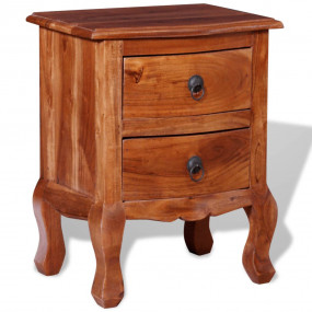 Nightstand Brown Solid Acacia Wood Nightstand Rectangul...