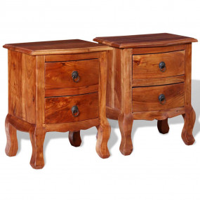 Nightstand Set of 2 Brown Solid acacia wood Medium Nigh...