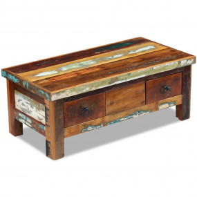 Coffee Table Multicolored Reclaimed Wood 35.4 in x 17.7...