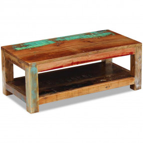 Coffee Table Multicolored with natural, teal, and red t...