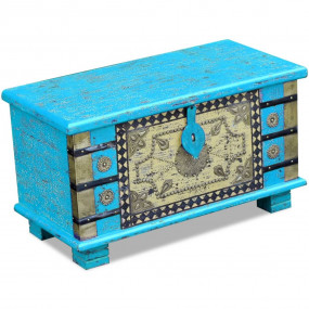 Storage Chest Blue Mango wood 31.5 in x 15.7 in x 17.7 ...