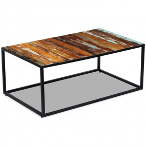 Coffee Table Multicolor Reclaimed Wood Medium Durable