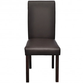 Dining Chair Set of 4 Brown Wooden frame, faux leather ...