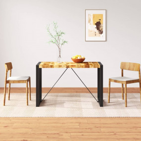 Dining Table Brown and Black Solid rough mango wood 47....