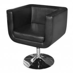Armchair Black Faux Leather, Chrome Steel, Wood Standar...