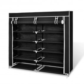 Shoe Rack Black Powder-coated steel, Polyethylene fabri...