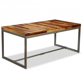 Dining Table Brown and Black Sheesham Wood and Powder-C...