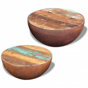 Coffee Table Set of 2 Multicolored Reclaimed wood Small...