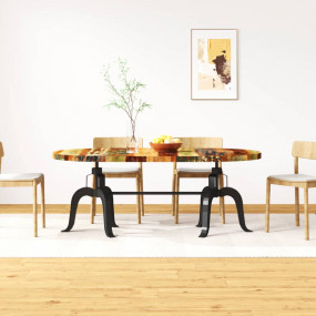 Dining Table Multicolor Solid reclaimed wood top, steel...