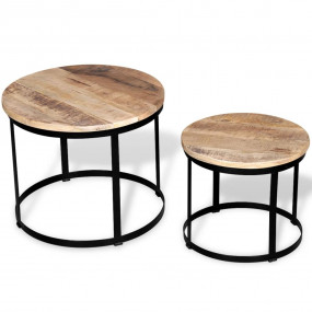 Coffee Table Brown and black Solid rough mango wood and...