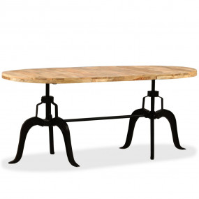 Dining Table Natural Mango Wood Solid Mango Wood, Steel