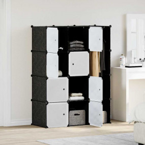 Modular Cabinet Black and White Plastic and Chromed Ste...