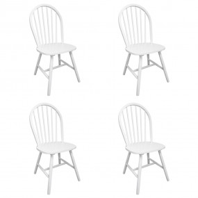 Chair Set of 4 White Solid Rubber Wood Standard Durable...