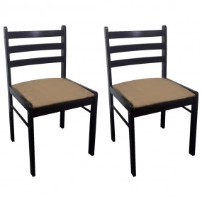 Chair Set of 2 Brown Rubberwood Standard Sturdy Chair