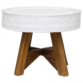 Coffee Table White and brown Steel and solid reclaimed ...