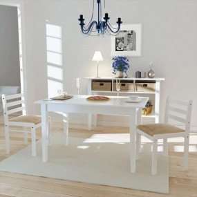 Chair Set of 2 White Solid rubber wood, Polyester Stand...