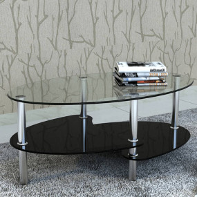 Coffee Table Black Tempered glass, Metal Medium Stylish...