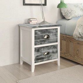 Cabinet Set of 2 Grey and White Paulownia wood and plyw...
