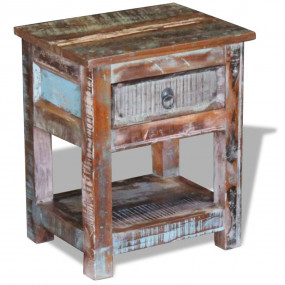 Side Table Multicolor Solid reclaimed wood Compact Side...