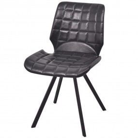 Dining Chair Set of 4 Black Steel frame + faux leather ...